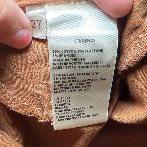L’Agence Kendra High-Rise Coated Crop Flare Jean Size 27- 
26” Inseam - Picture 10 of 10